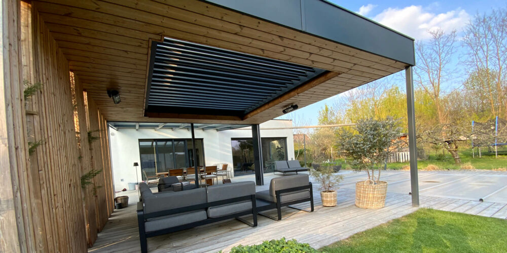 Terrassenüberdachung Stahl, Holz